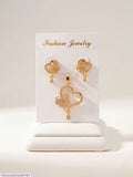 Golden Heart Pendant Earrings Set for Women
