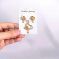 Golden Heart Pendant Earrings Set for Women