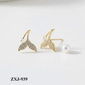 Korean Fish Tail Earrings Gold Plated Lightweight Comfortable