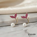 Korean Fish Tail Earrings Gold Plated Lightweight Comfortable