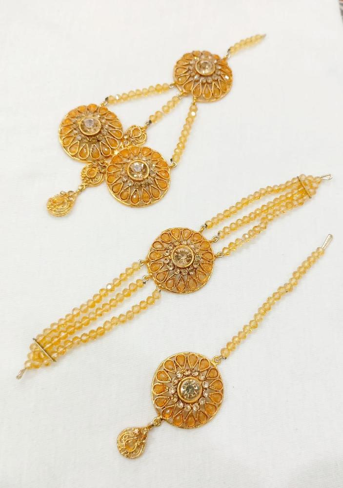 Champagne Bridal Set with Artificial Stones for Weddings