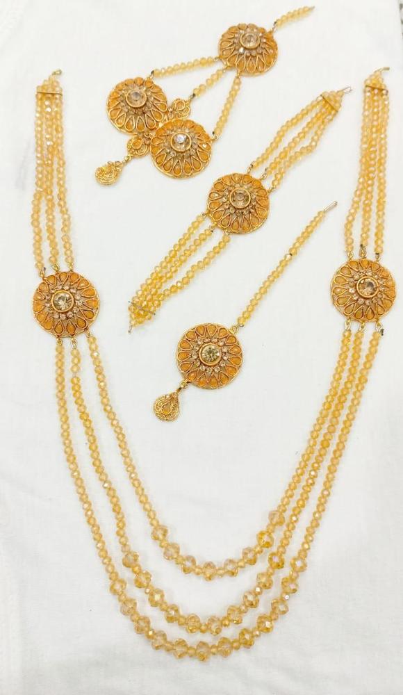 Champagne Bridal Set with Artificial Stones for Weddings