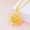 Gold Sunflower Pendant Necklace for Women Retro Ethnic Jewelry