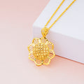 Gold Sunflower Pendant Necklace for Women Retro Ethnic Jewelry