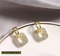 Pearl Square Earrings Gold Plated Artificial Stones