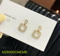 Pearl Square Earrings Gold Plated Artificial Stones