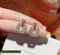 Pearl Square Earrings Gold Plated Artificial Stones