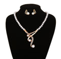 Pearl Necklace & Earrings Set Gold Plated Off-White
