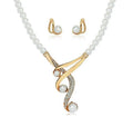 Pearl Necklace & Earrings Set Gold Plated Off-White