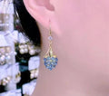 Blue Crystal Drop Earrings Gold Tone Pakistani Women