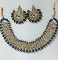Gold Plated Black Crystal Chocker Set for Weddings & Parties