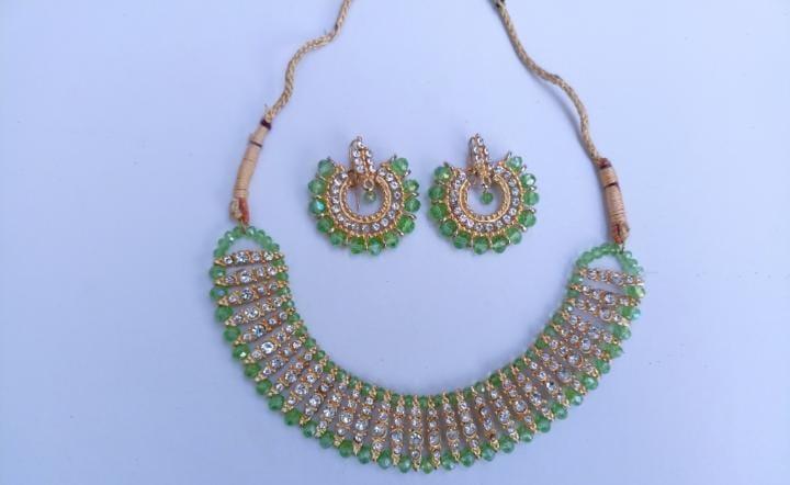 Gold Plated Black Crystal Chocker Set for Weddings & Parties