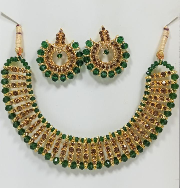 Gold Plated Black Crystal Chocker Set for Weddings & Parties