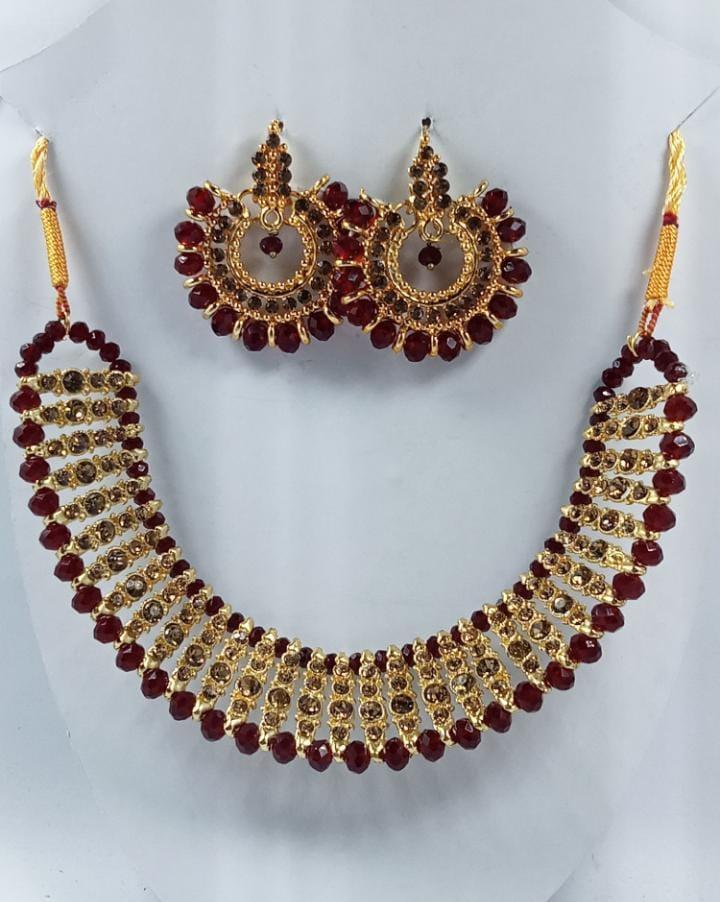 Gold Plated Black Crystal Chocker Set for Weddings & Parties