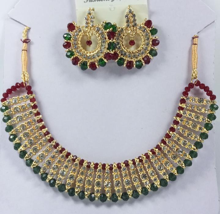Gold Plated Black Crystal Chocker Set for Weddings & Parties