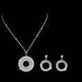 Silver Circle Pendant & Earrings Set with Diamonds