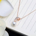 Rose Gold Pearl & Diamond Bridal Necklace Set